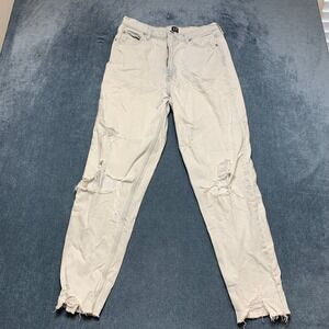 Gap Mom Jeans Women 10/30T Blue Denim Distressed High Rise Light Wash Frayed Hem